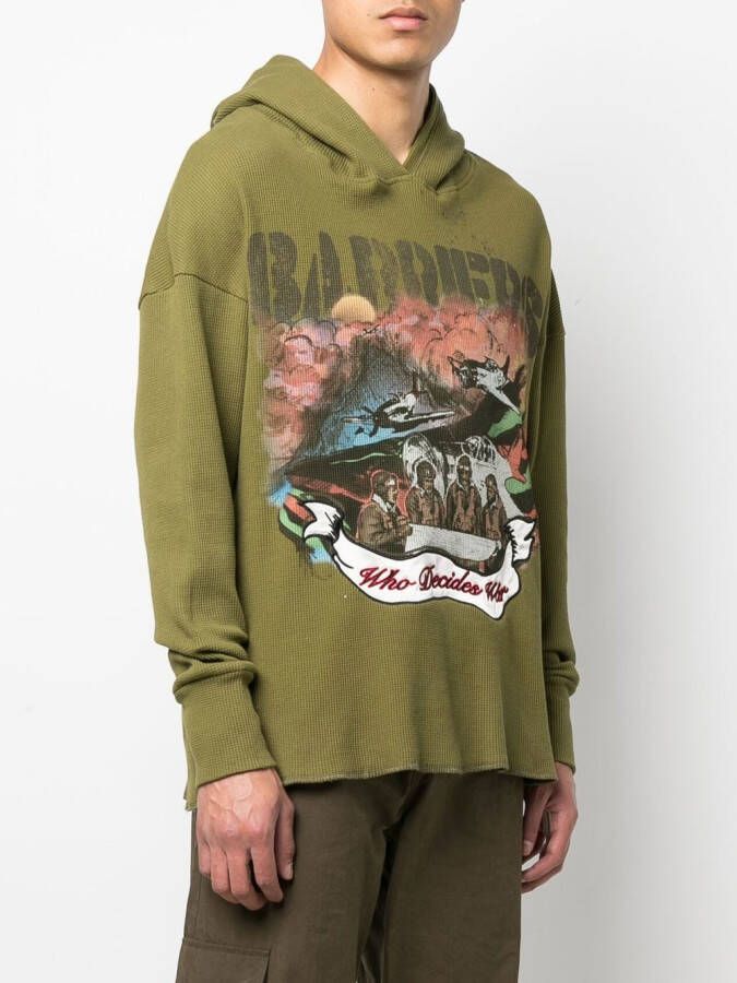 Who Decides War Hoodie met print Groen