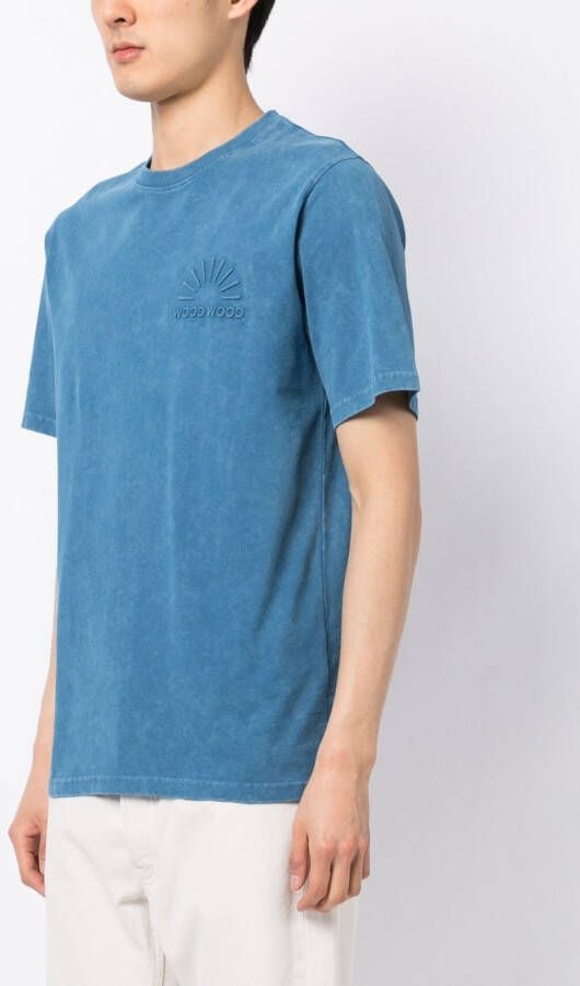 Wood T-shirt met logo-reliëf Blauw
