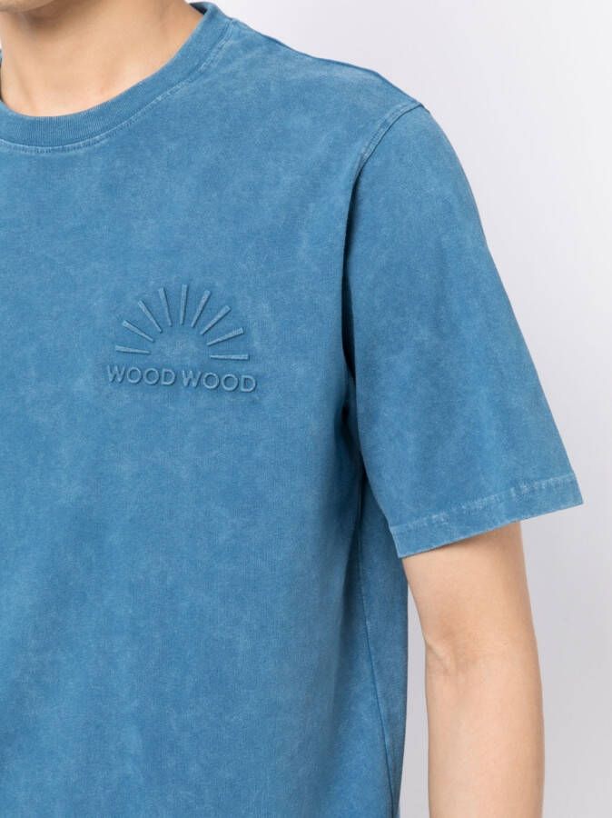 Wood T-shirt met logo-reliëf Blauw