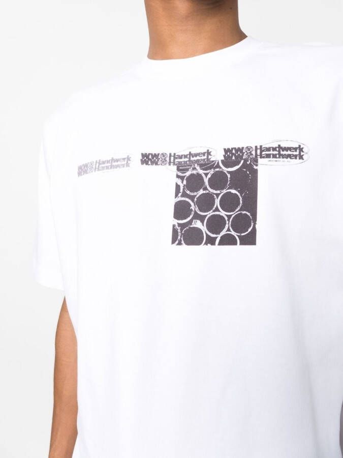 Wood T-shirt met print Wit
