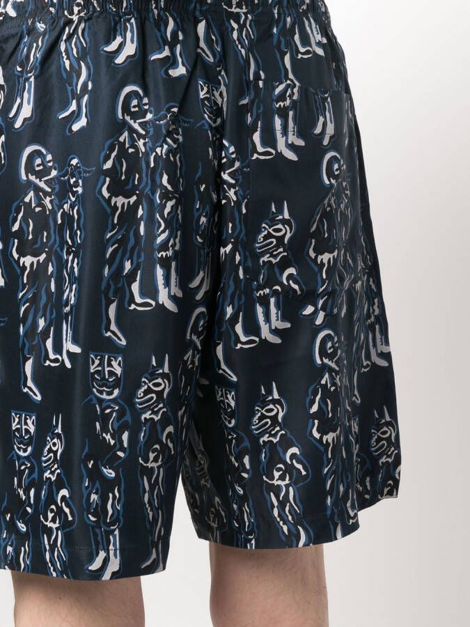Wood Shorts met print Blauw