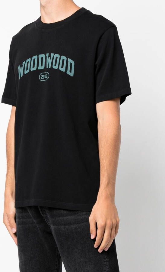 Wood T-shirt met logo Zwart