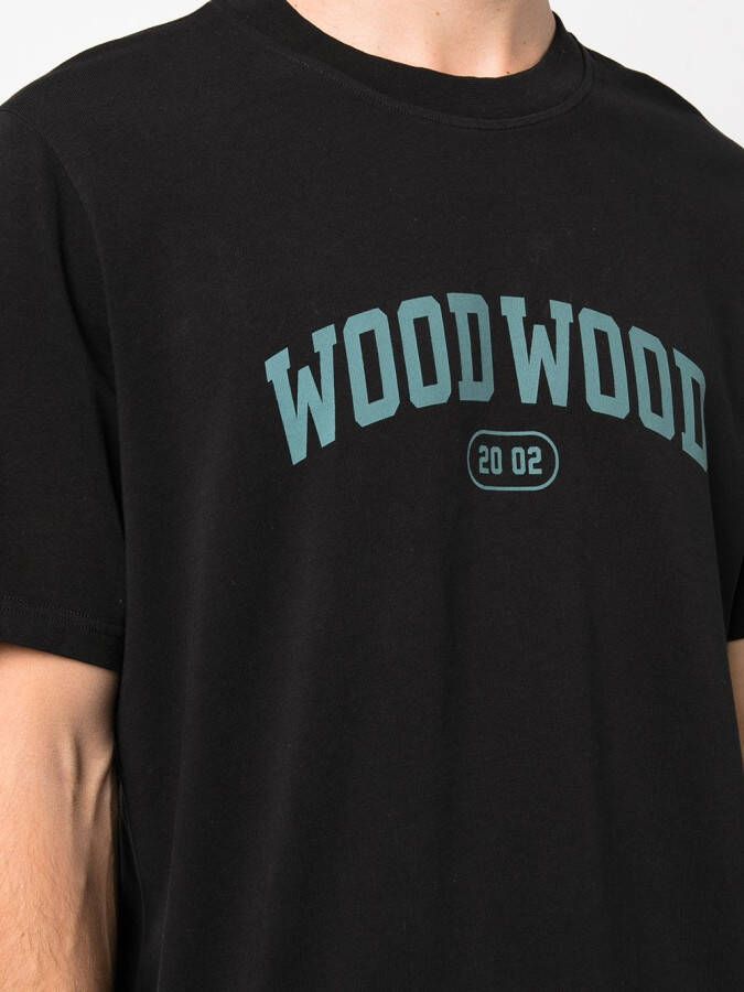 Wood T-shirt met logo Zwart