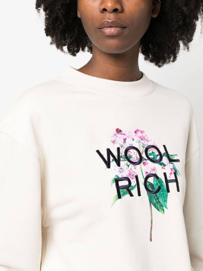 Woolrich Sweater met geborduurde bloemen Beige