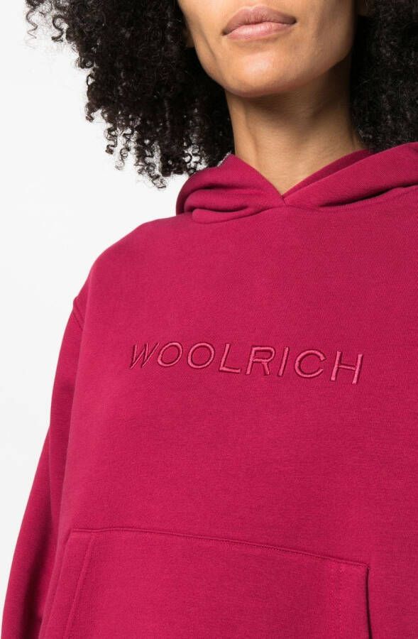 Woolrich Hoodie met geborduurd logo Roze