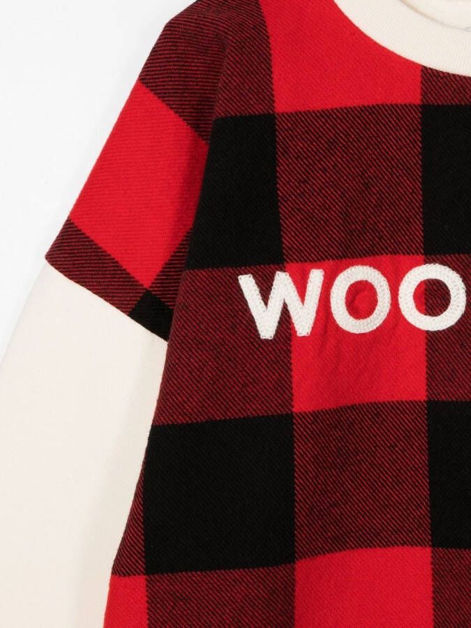Woolrich Kids Geruite sweater Rood