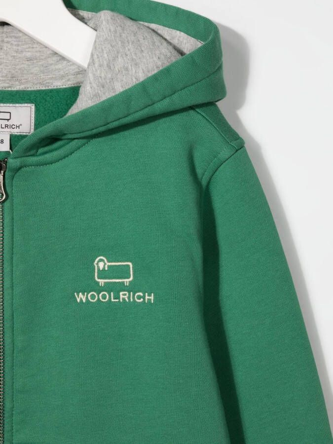 Woolrich Kids Hoodie met geborduurd logo Groen