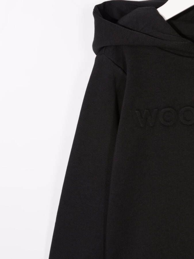 Woolrich Kids Hoodie met logo-reliëf Zwart