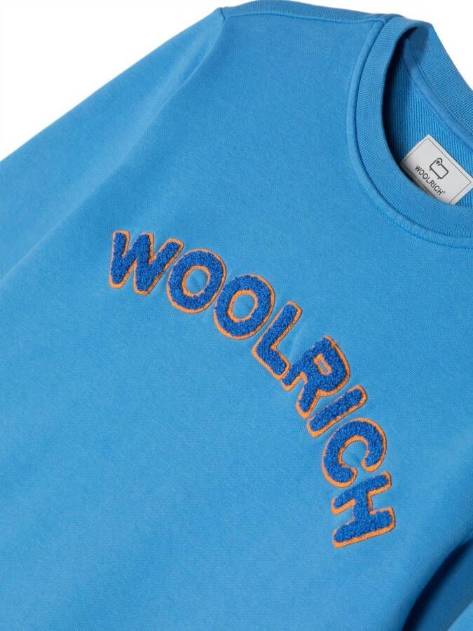 Woolrich Kids Sweater met logo Blauw