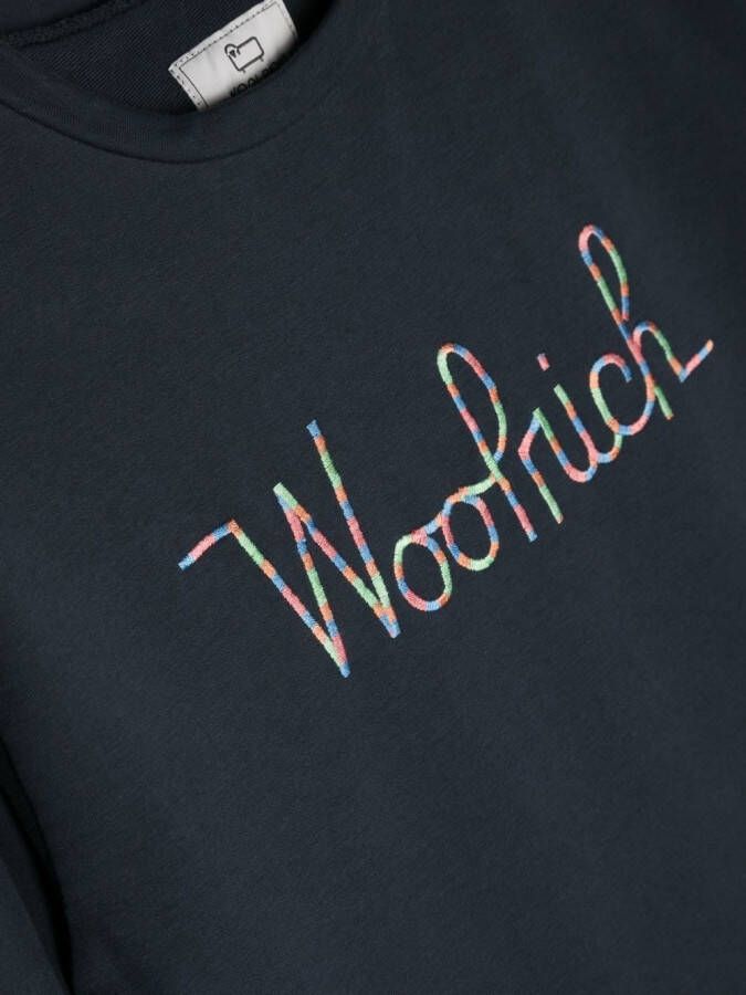 Woolrich Kids T-shirt met geborduurd logo Blauw