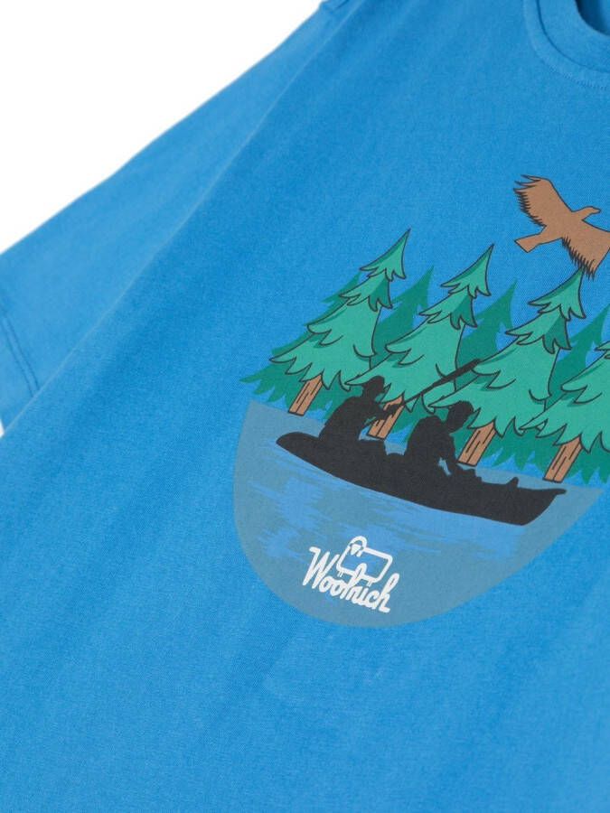 Woolrich Kids T-shirt met logoprint Blauw