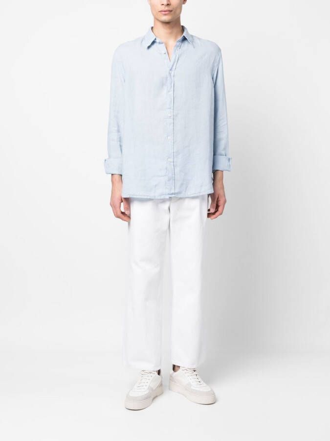 Woolrich Linnen overhemd Blauw