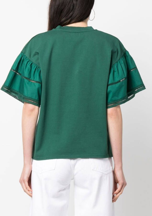 Woolrich T-shirt met ruche mouwen Groen