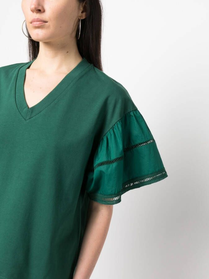Woolrich T-shirt met ruche mouwen Groen