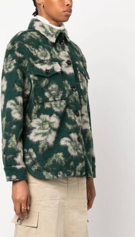 Woolrich Shirtjack met bloemenprint Groen