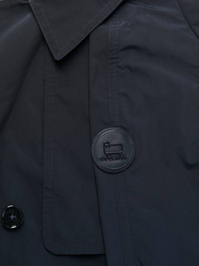 Woolrich Trenchcoat met logopatch Blauw