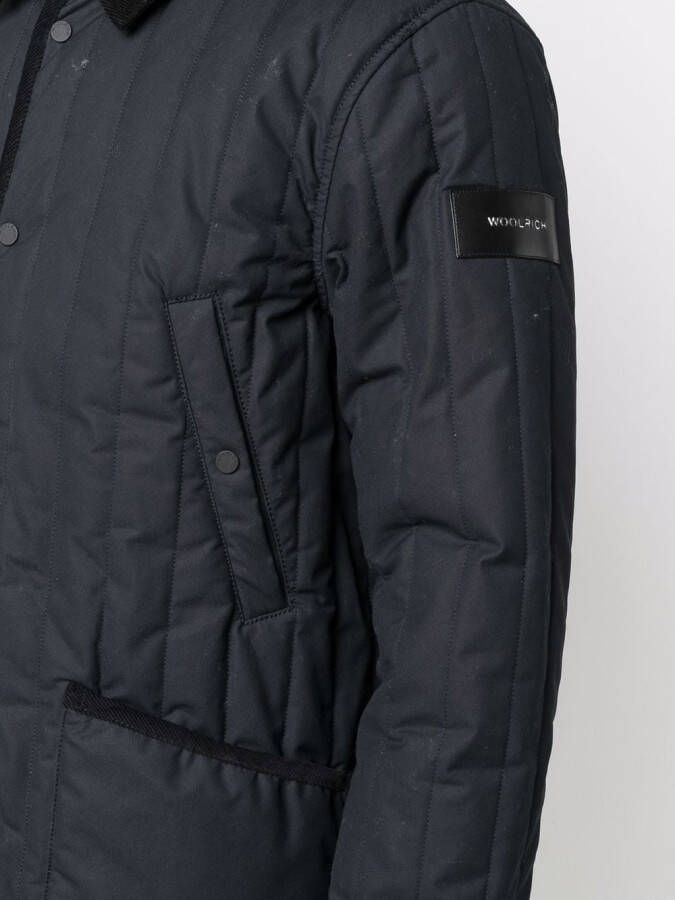 Woolrich x British Millerain Barrier gewatteerd shirtjack 3989 MELTON BLUE