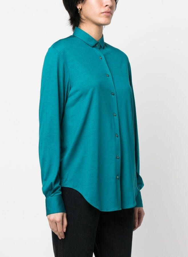Xacus Blouse met gewelfde afwerking Blauw