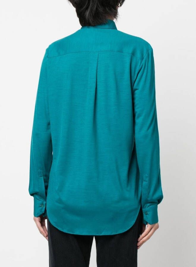 Xacus Blouse met gewelfde afwerking Blauw