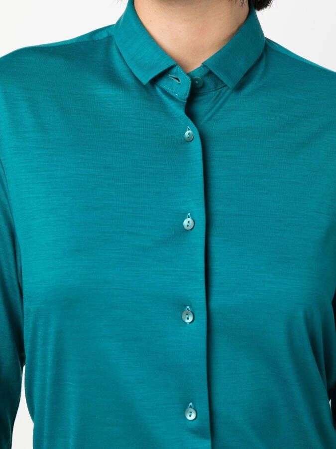 Xacus Blouse met gewelfde afwerking Blauw