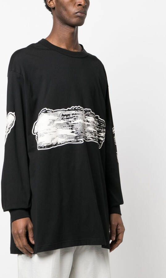 Y-3 T-shirt met abstract patroon Zwart
