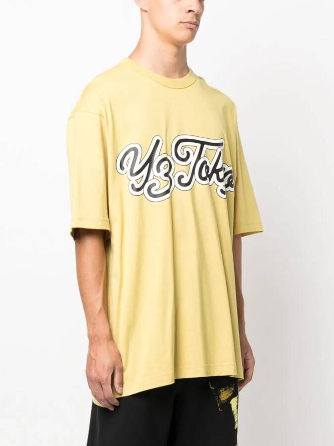 Y-3 Katoenen T-shirt met logoprint Geel