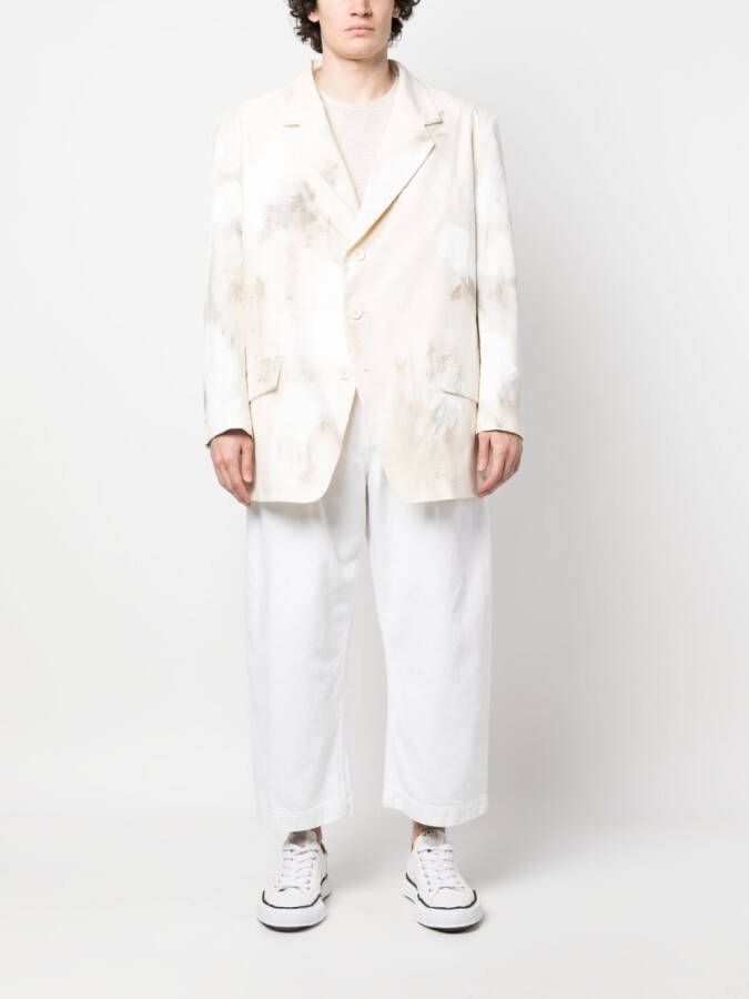 Yohji Yamamoto Jack met abstracte print Beige