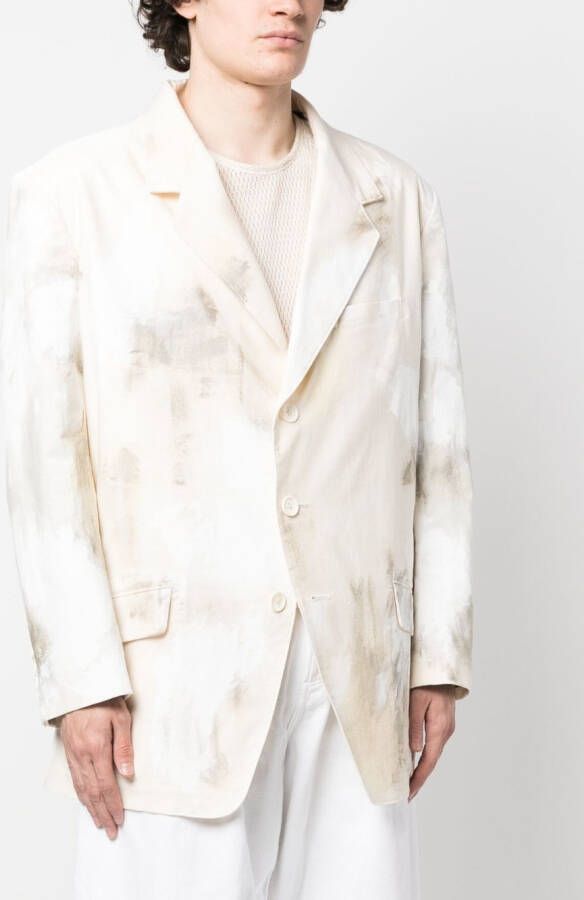 Yohji Yamamoto Jack met abstracte print Beige
