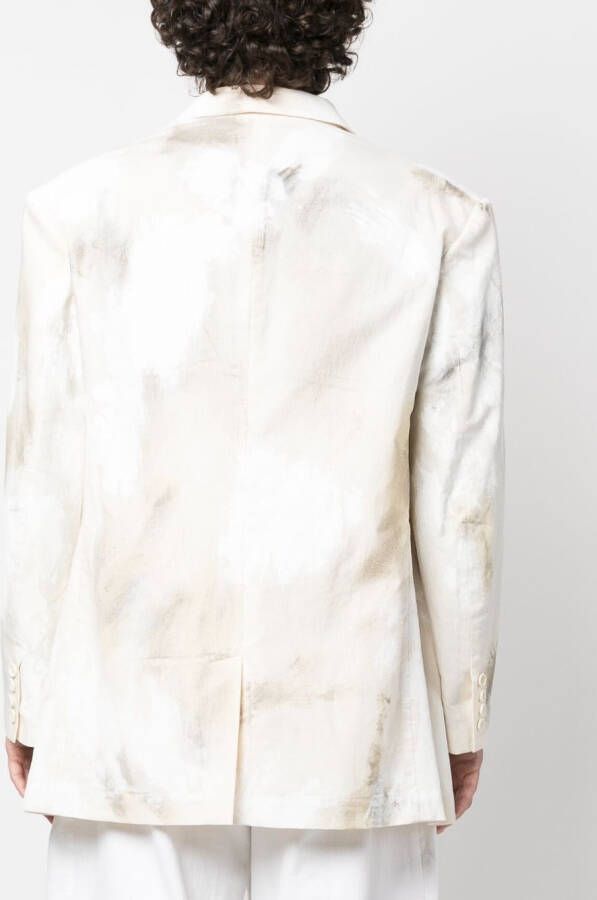 Yohji Yamamoto Jack met abstracte print Beige