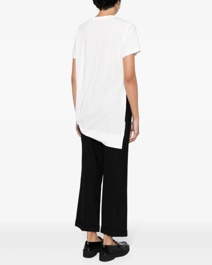 Yohji Yamamoto Asymmetrisch katoenen T-shirt Wit