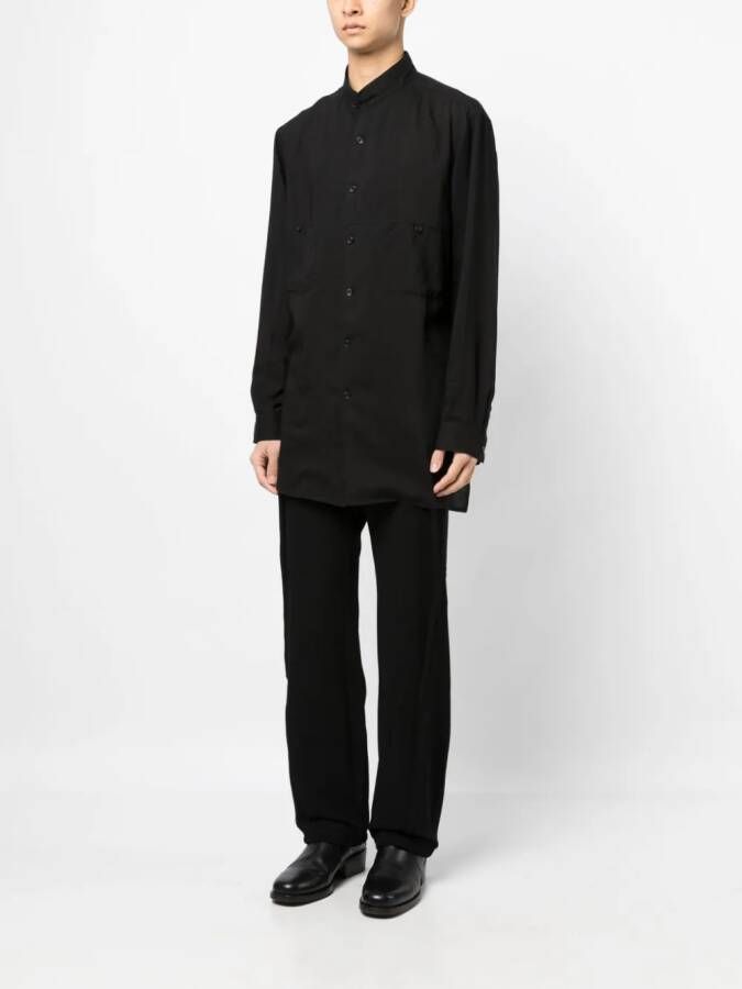 Yohji Yamamoto Overhemd met bandkraag Zwart