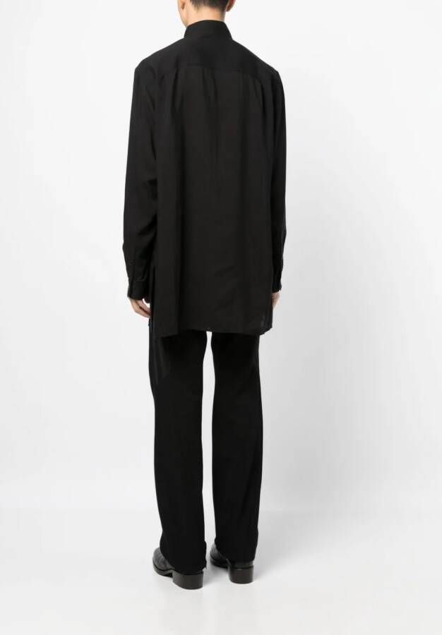 Yohji Yamamoto Overhemd met bandkraag Zwart