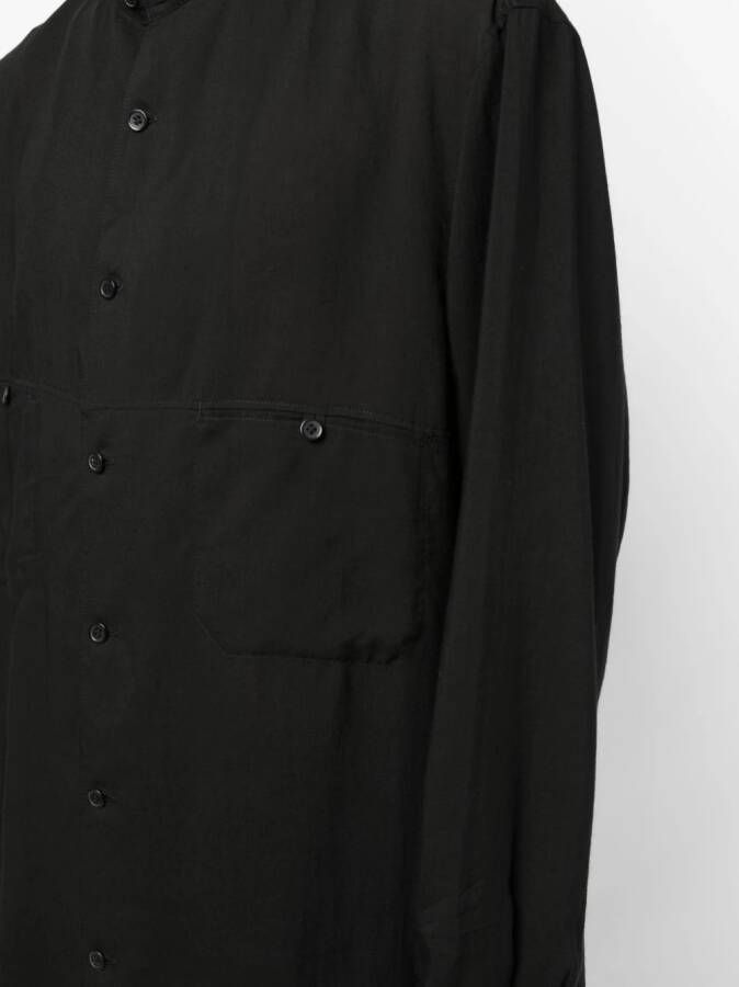 Yohji Yamamoto Overhemd met bandkraag Zwart