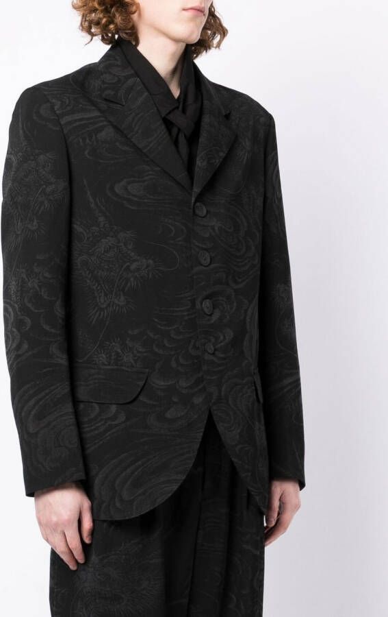 Yohji Yamamoto Blazer met barokprint Zwart