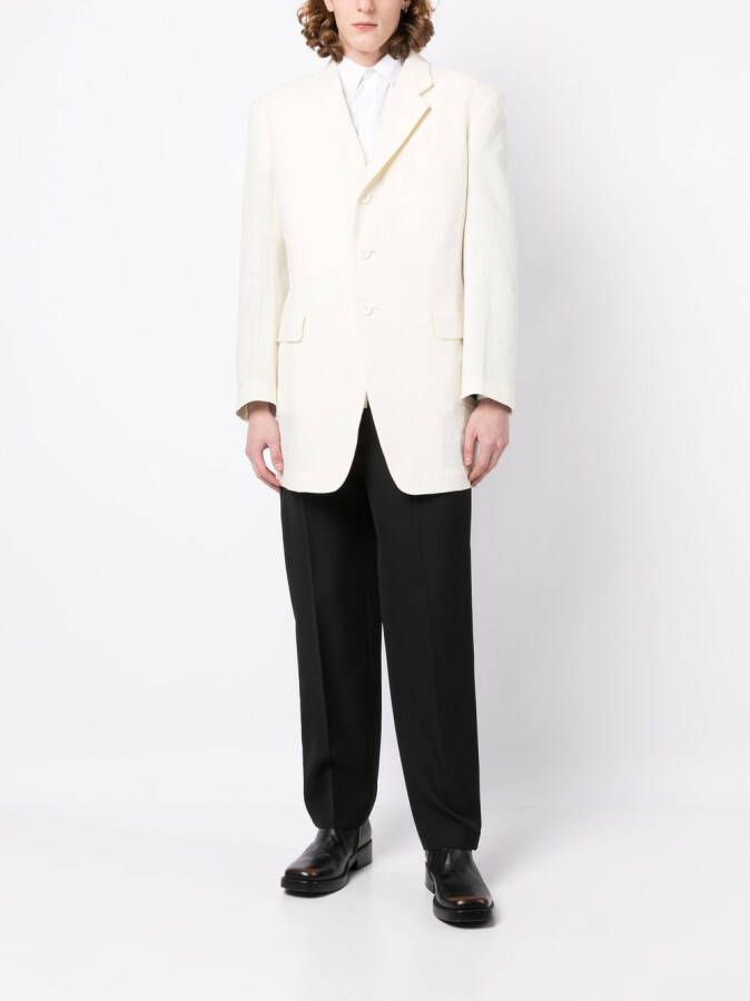 Yohji Yamamoto Blazer met enkele rij knopen Wit