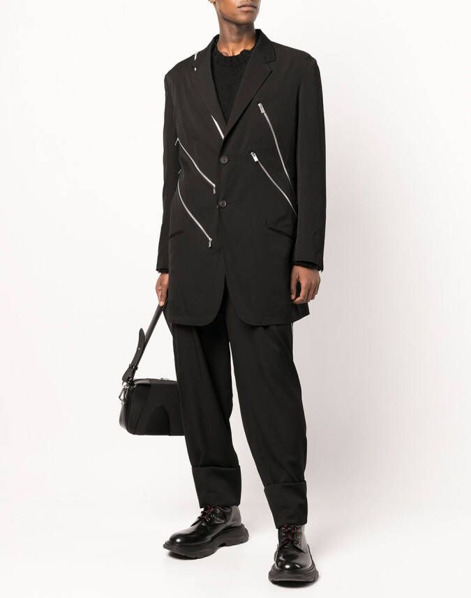 Yohji Yamamoto Blazer met enkele rij knopen Zwart