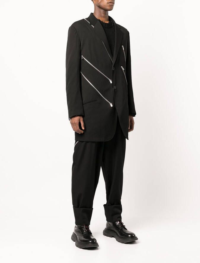 Yohji Yamamoto Blazer met enkele rij knopen Zwart