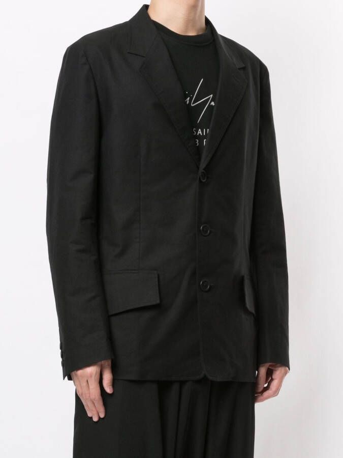 Yohji Yamamoto Blazer met enkele rij knopen Zwart