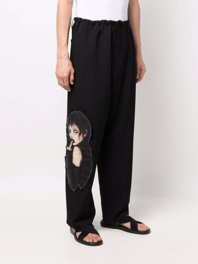 Yohji Yamamoto Broek met trekkoord Zwart