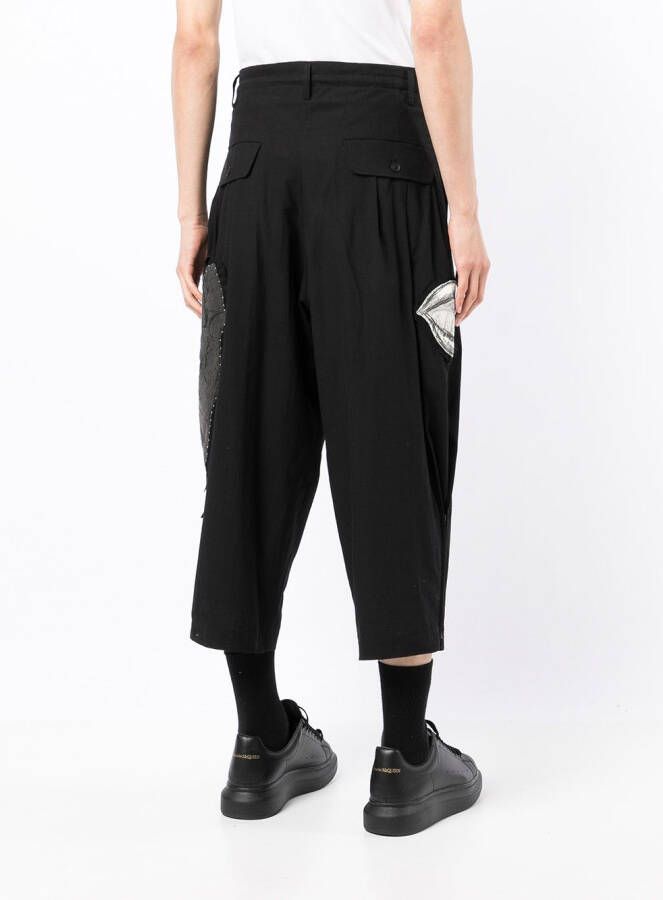 Yohji Yamamoto Cropped pantalon Zwart