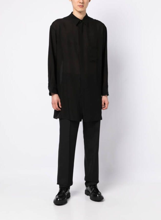 Yohji Yamamoto Doorzichtig overhemd Zwart