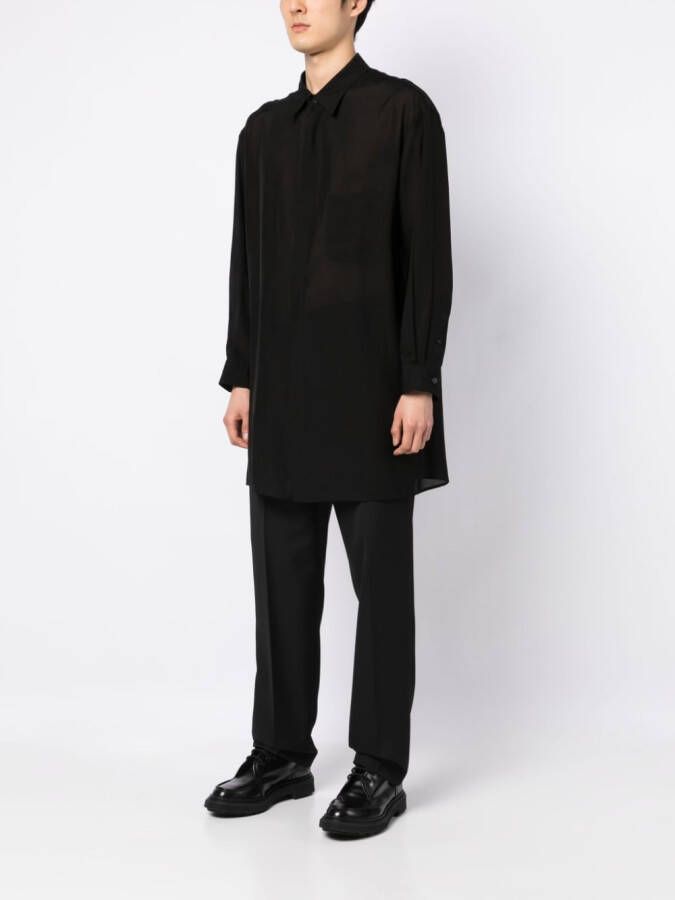 Yohji Yamamoto Doorzichtig overhemd Zwart