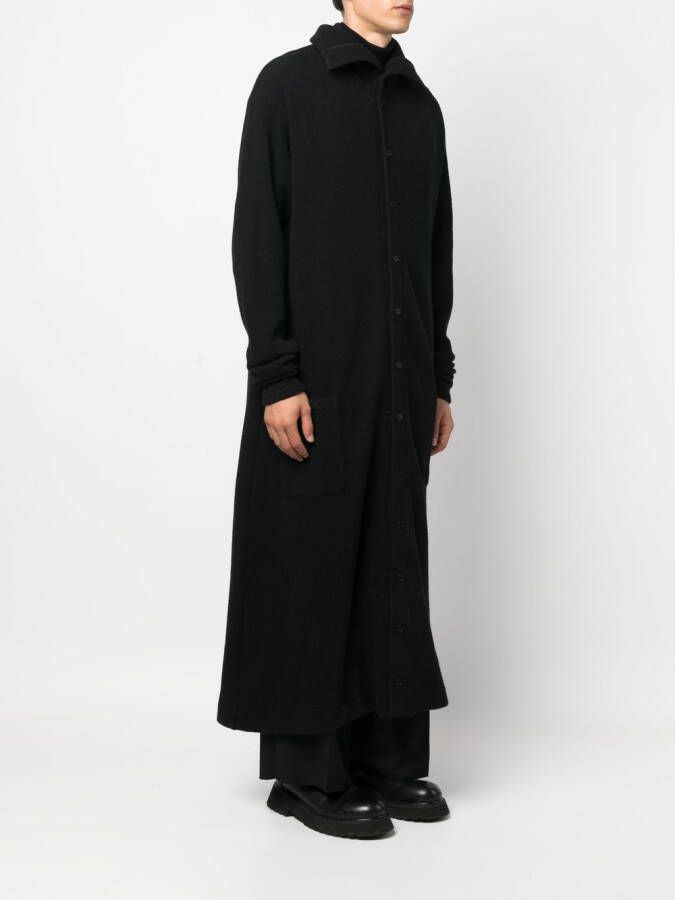 Yohji Yamamoto Fijngebreide jas Zwart