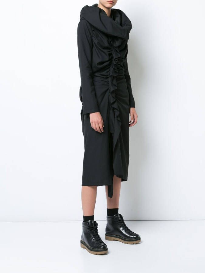 Yohji Yamamoto gathered dress Zwart