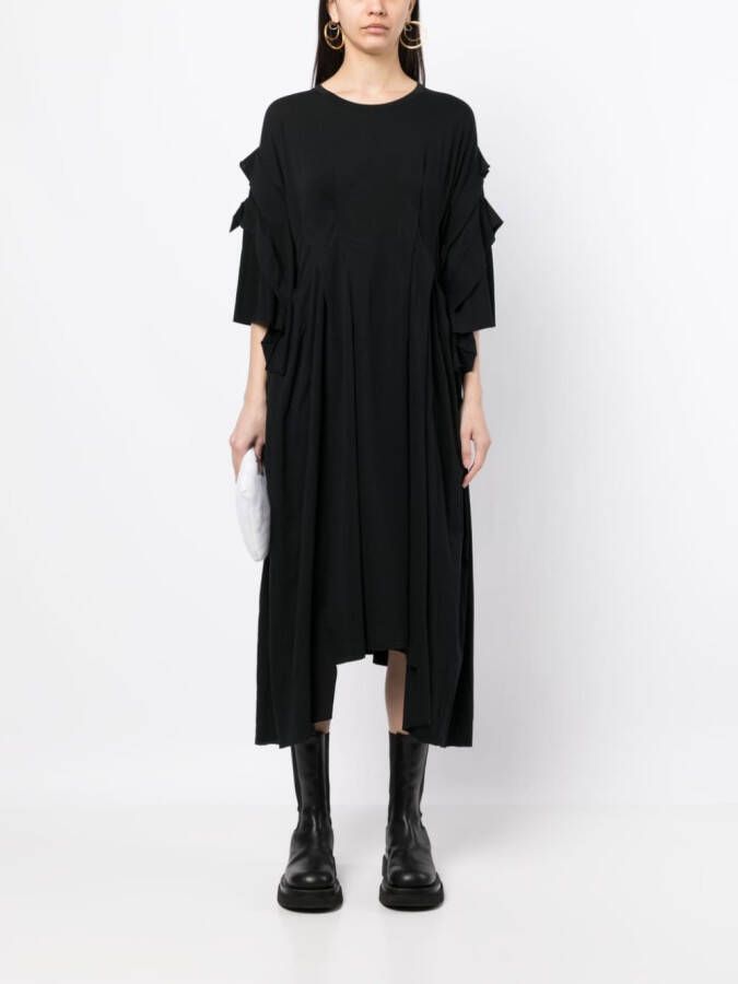 Yohji Yamamoto Gelaagde midi-jurk Zwart