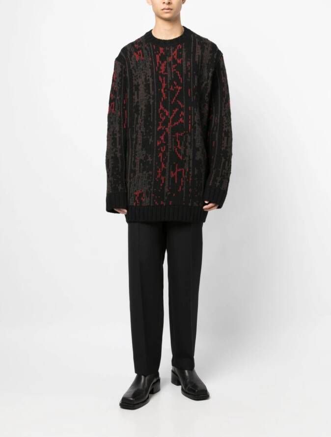 Yohji Yamamoto Intarsia trui Zwart