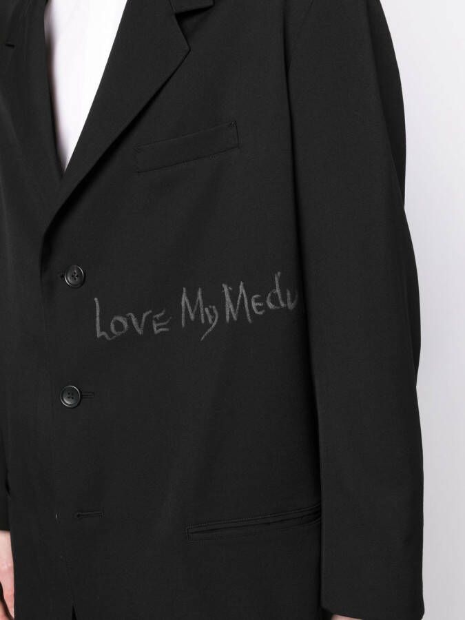 Yohji Yamamoto Jas met gekerfde revers Zwart