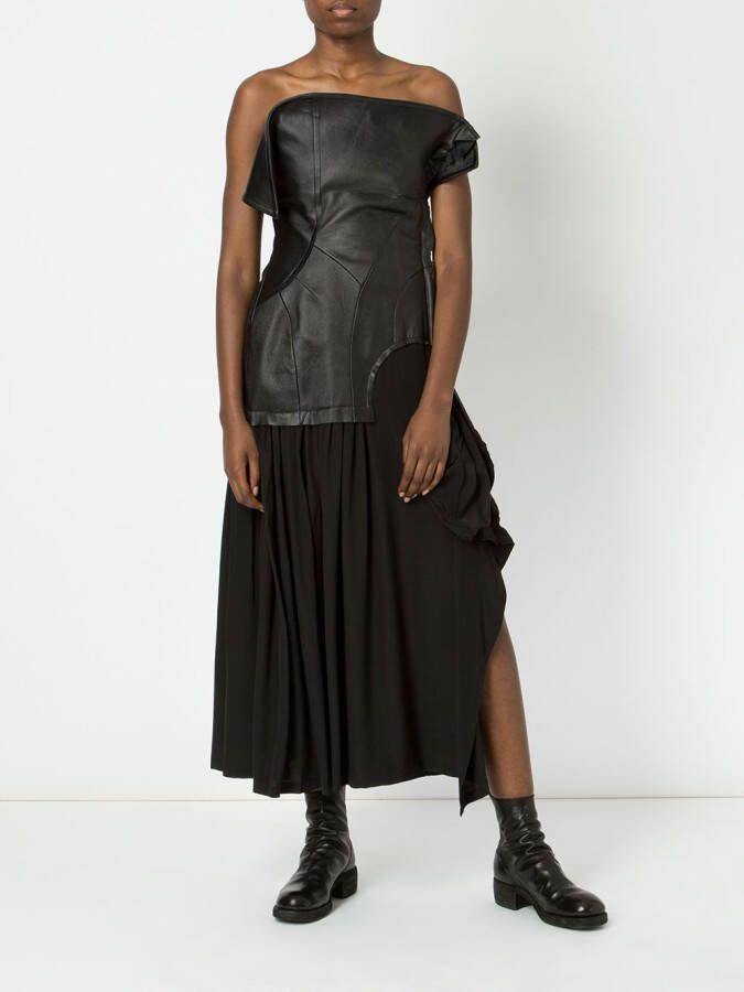 Yohji Yamamoto jurk van lamsleer en zijde Zwart