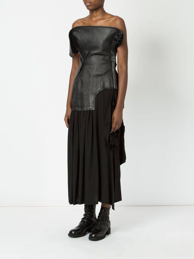 Yohji Yamamoto jurk van lamsleer en zijde Zwart