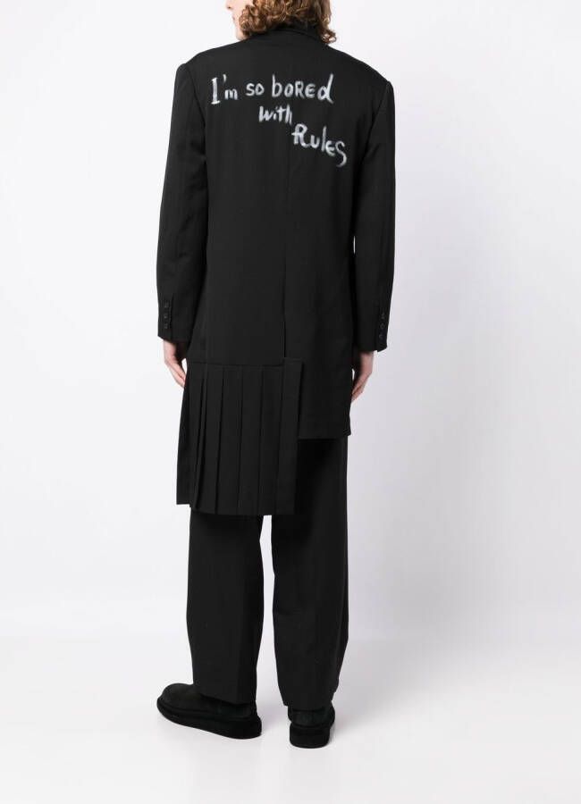 Yohji Yamamoto Mantel met enkele rij knopen Zwart